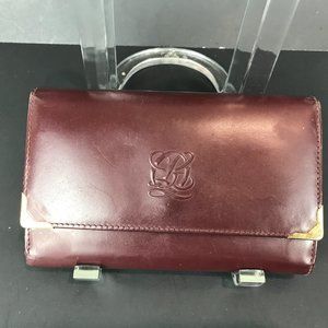 Louis Quatorze Burgandy leather tri fold wallet